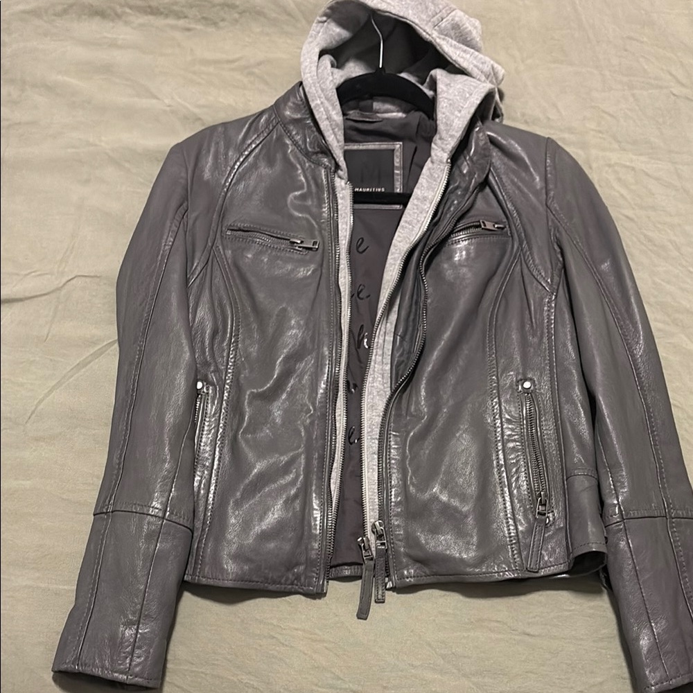 Gray Leather Women's Jacket
